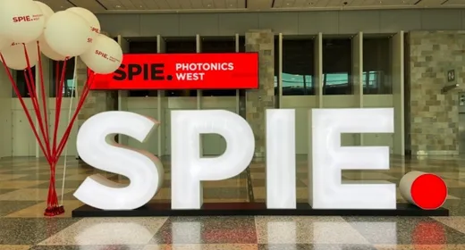 The huge SPIE logo that greets at the Moscone Center West
